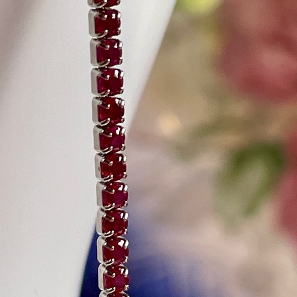1.5CT RUBY Silver Tennis Bracelet. 7 1/2" - Picture 1 of 9